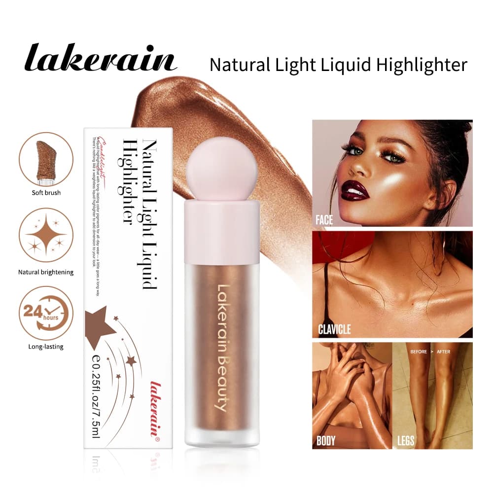 Evidenziatore liquido a 4 colori Illumina il tono della pelle Evidenziatore leggero con finitura lucida e bagliore naturale Trucco luminizzatore liquido
