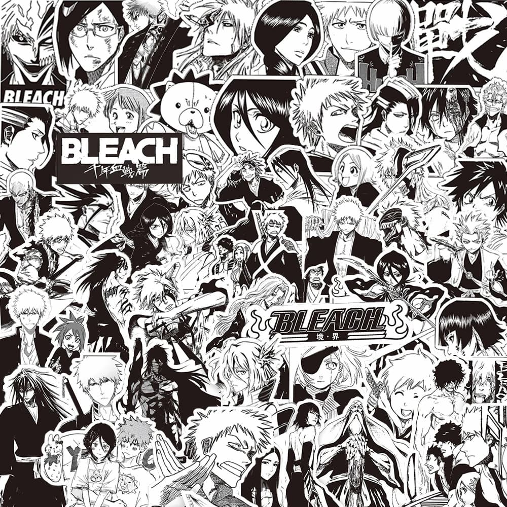 10/30/75pcs Nero Bianco BLEACH Anime Adesivi Fresco Kurosaki Ichigo Decalcomanie Giocattolo di Skateboard Casco Del Computer Portatile Graffiti Kid adesivo regalo