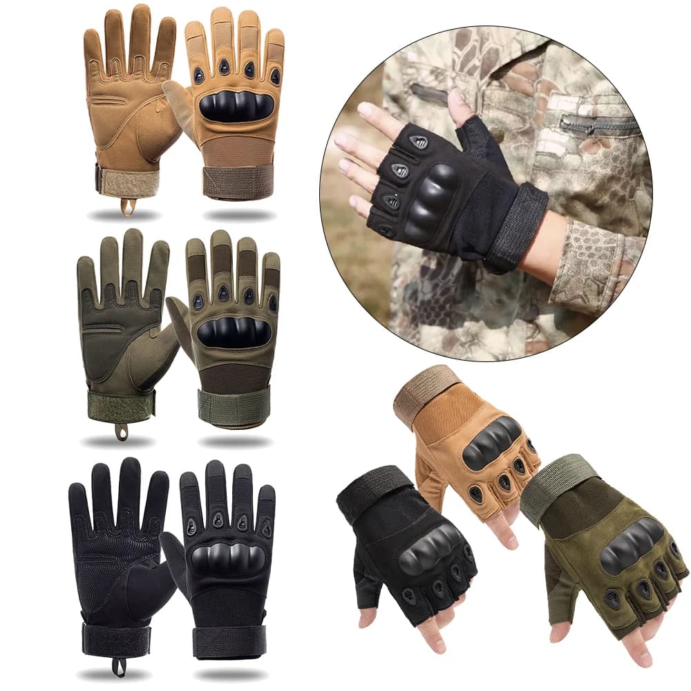 Outdoor tactical hunting gloves suitable for sport, fight, shooting, hunting, fitness, fingerless gloves, hard shell gloves