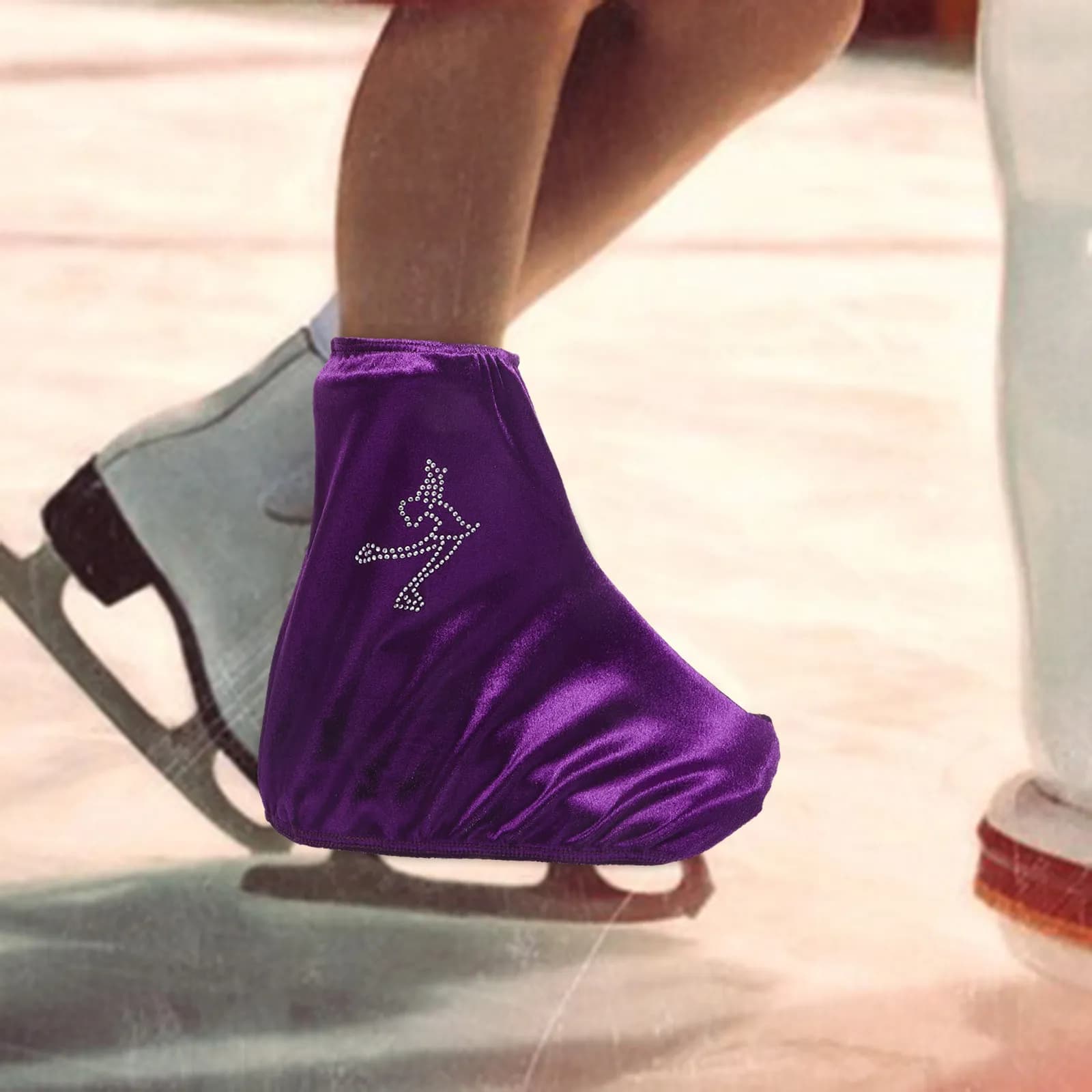 1 paio di copriscarpe elastici per pattini da hockey, protezioni per scarpe da pattinaggio in poliestere, portatili e resistenti all'usura