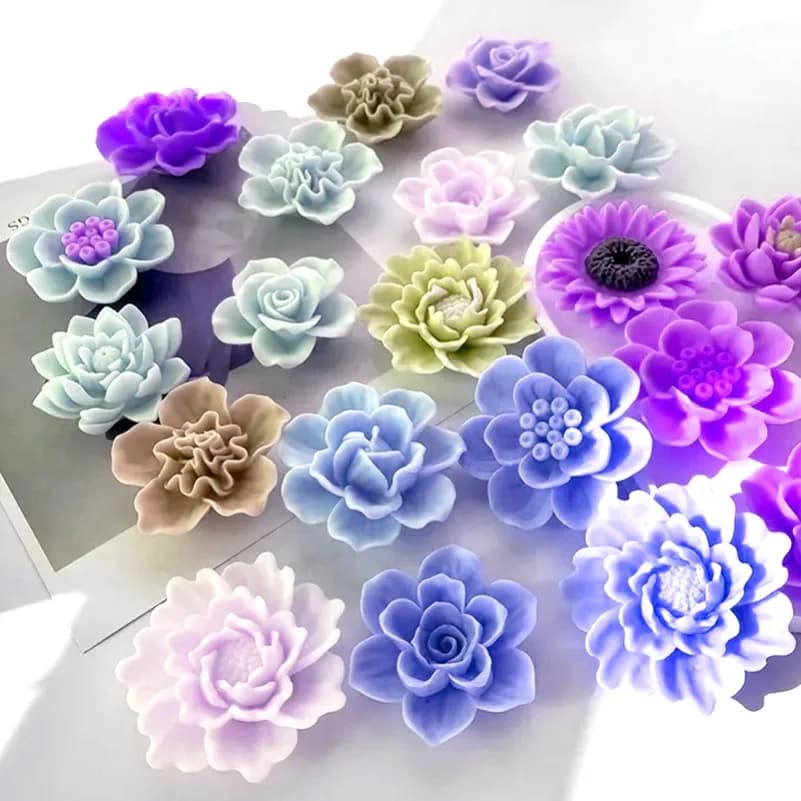 8-10 cm Girasole Peonia Rosa Stampi per candele in silicone Grande fiore 3D Sapone Gesso Resina Colata Stampo per torta di ghiaccio al cioccolato fai da te