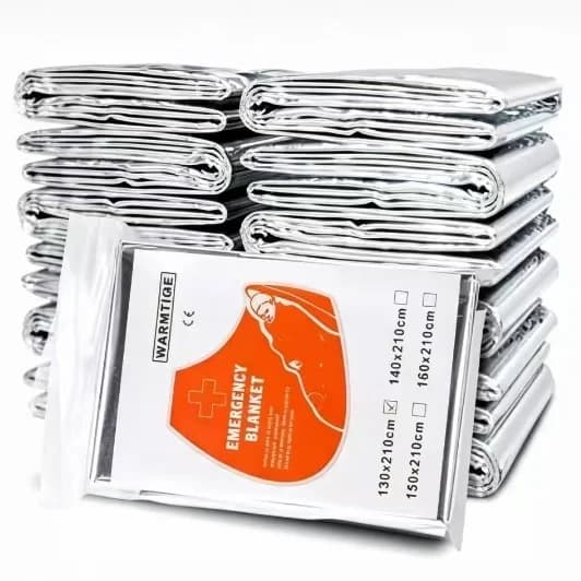 Mylar Thermal Emergency Blanket, Silver Foil Space Survival Blanket, Heat Retention First Aid Blanket for Camping Hiking Outdoor