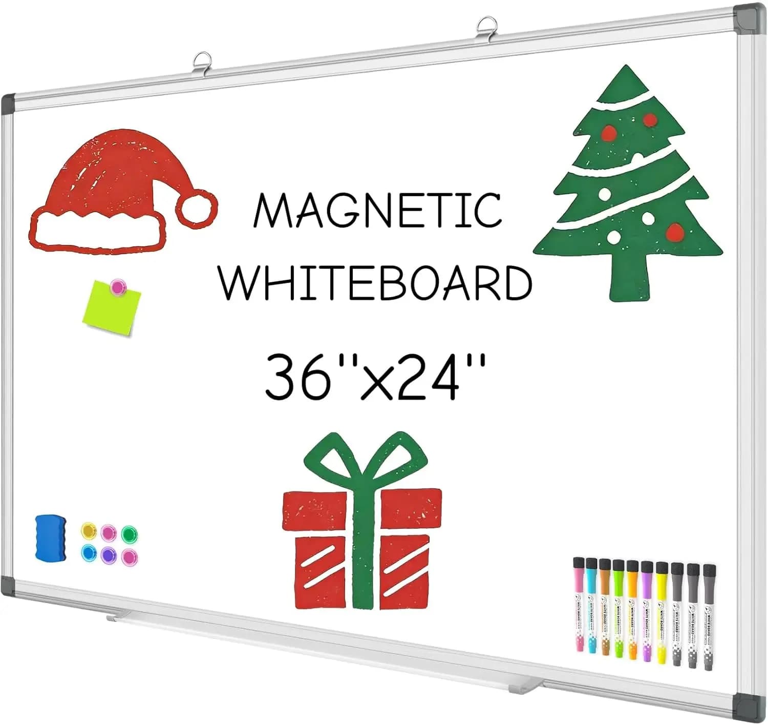 Lavagna magnetica cancellabile a secco 36" x 24" con cornice in alluminio, lavagna bianca per scrittura fluida per casa, ufficio e aula
