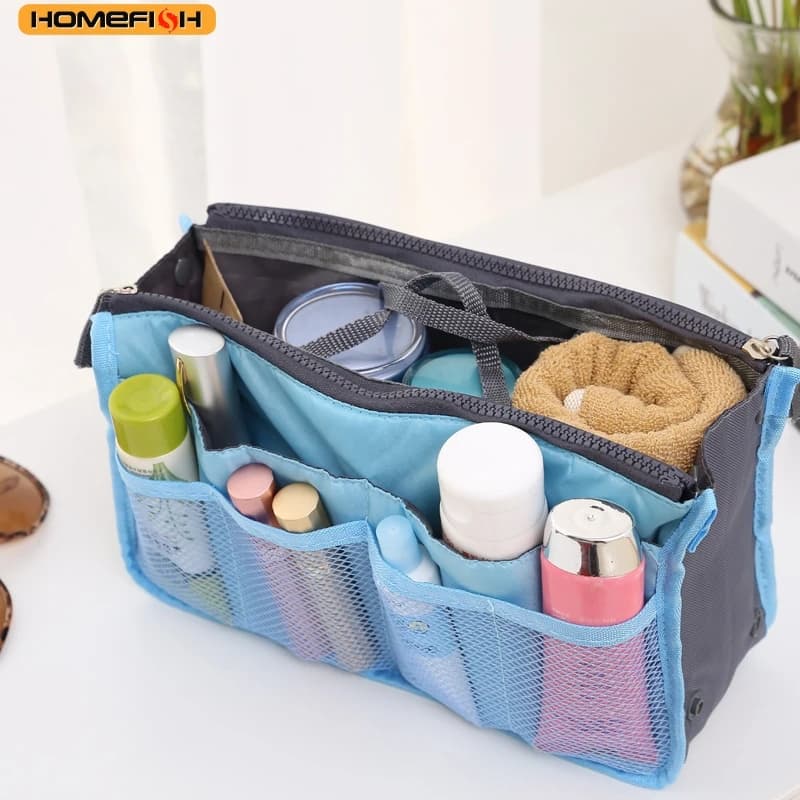 Organizer Insert Bag Women Nylon Travel Insert Organizer Handbag Purse Large Liner Lady Makeup Cosmetic Bag Cheap Female Tote