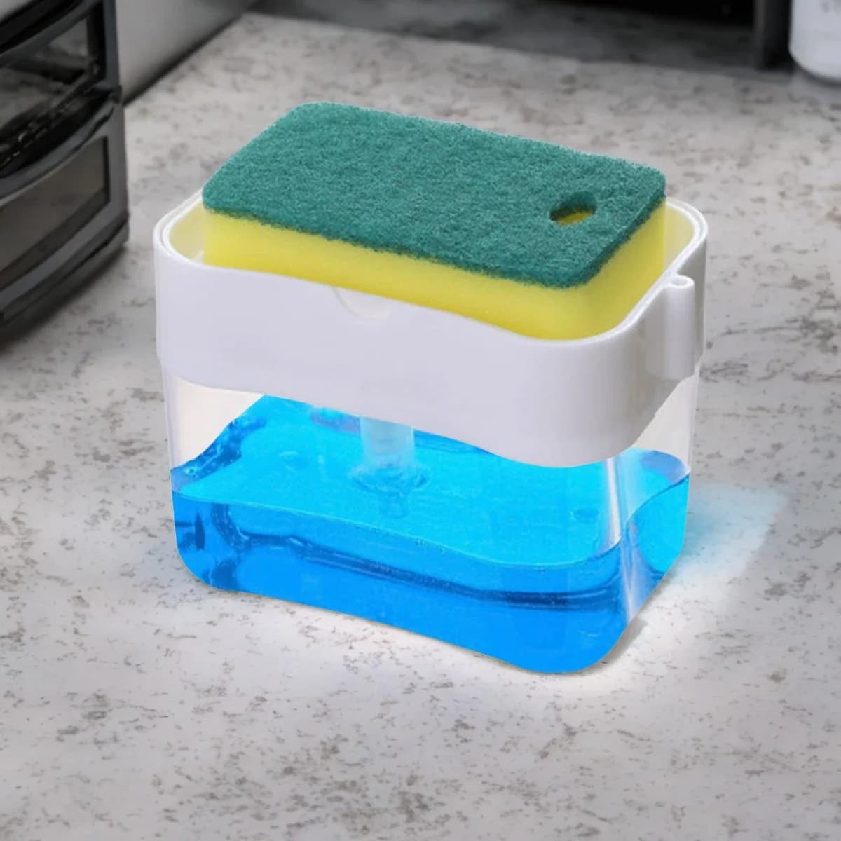 1 dispenser di sapone da cucina portatile, panno per la pulizia, dispenser di liquidi per piatti con pompa per sapone da cucina facile da pulire e riporre