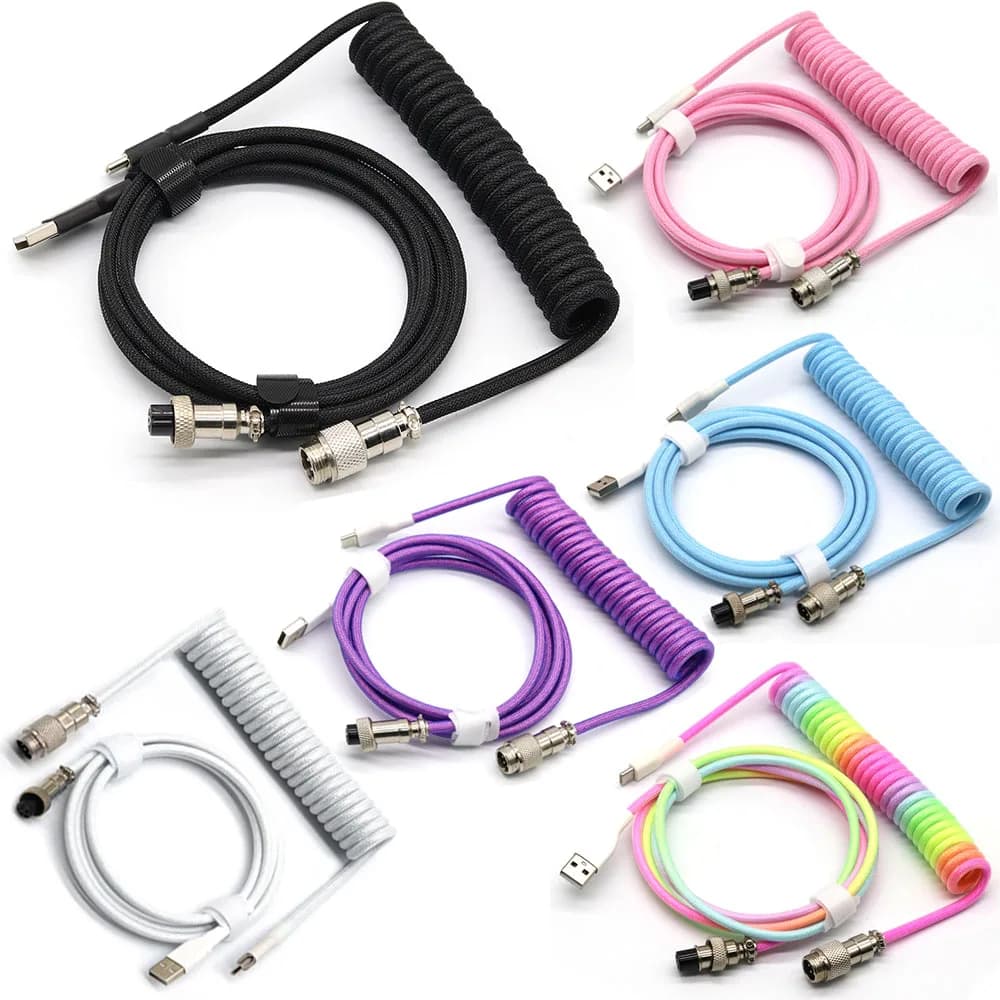 Cavo a spirale per tastiera meccanica Tipo C Porta USB Cavo a spirale per aviatore Accessori per tastiera da gioco per computer desktop