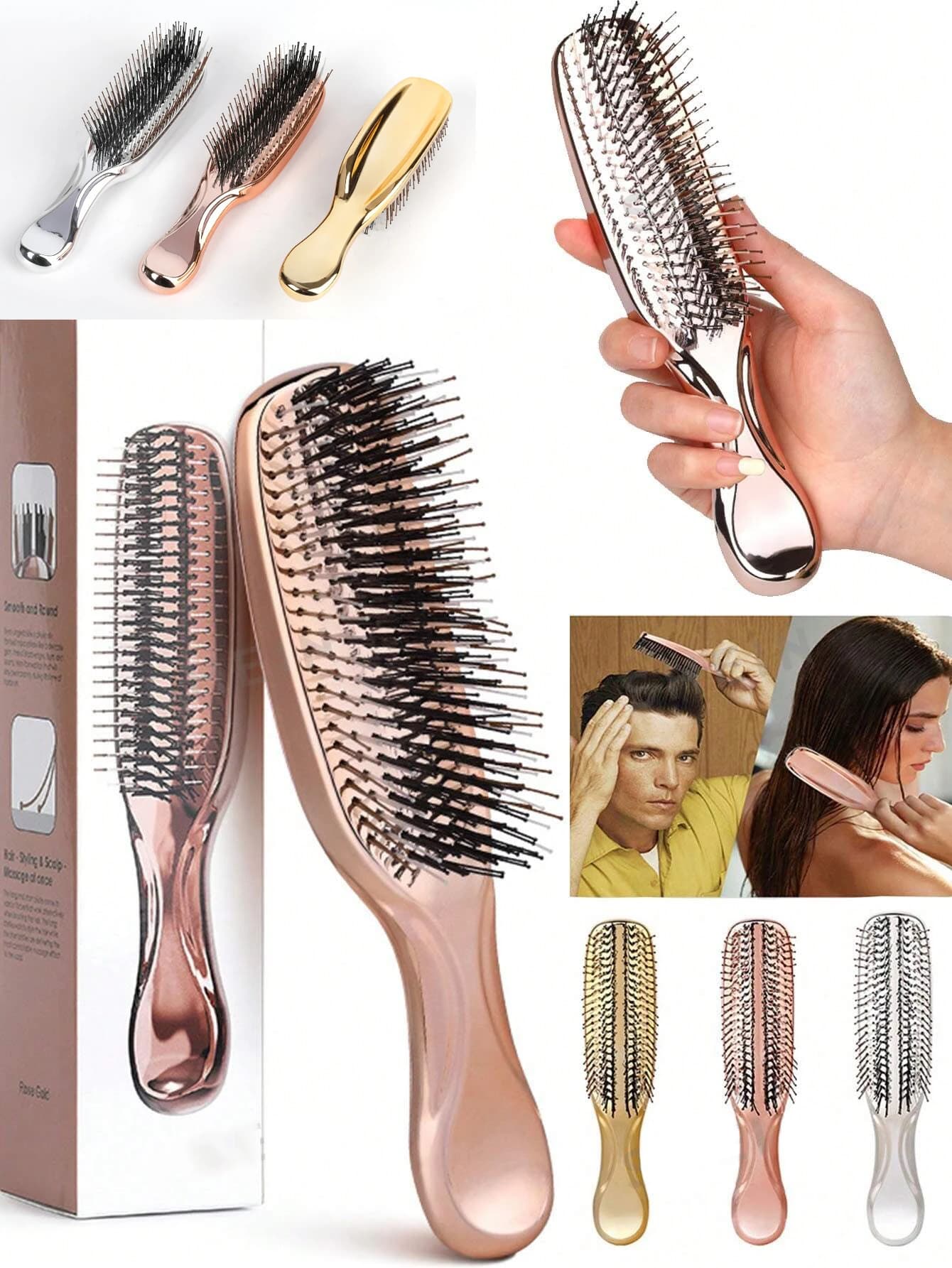 Electroplated Scalp Massage Comb – Deep Clean, Smooth Glide & Knot-Free Shine for Daily Wet or Dry Hair Care