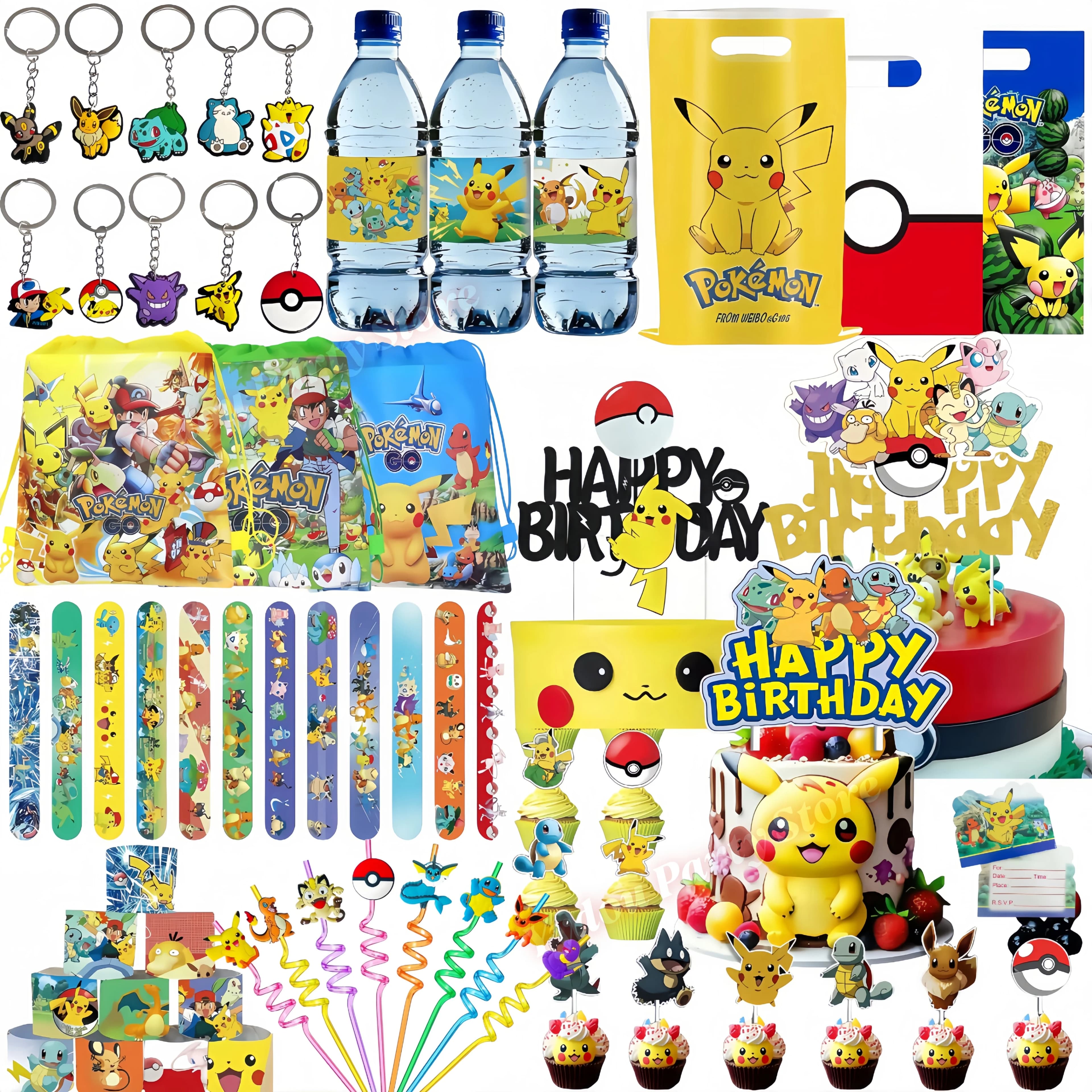 Articoli per Feste a Tema Pokémon: Braccialetti Slap, Adesivi, Palloncini, Regali per Feste, Riempitivi per Sacchetti Regalo, Decorazioni per Feste di Compleanno