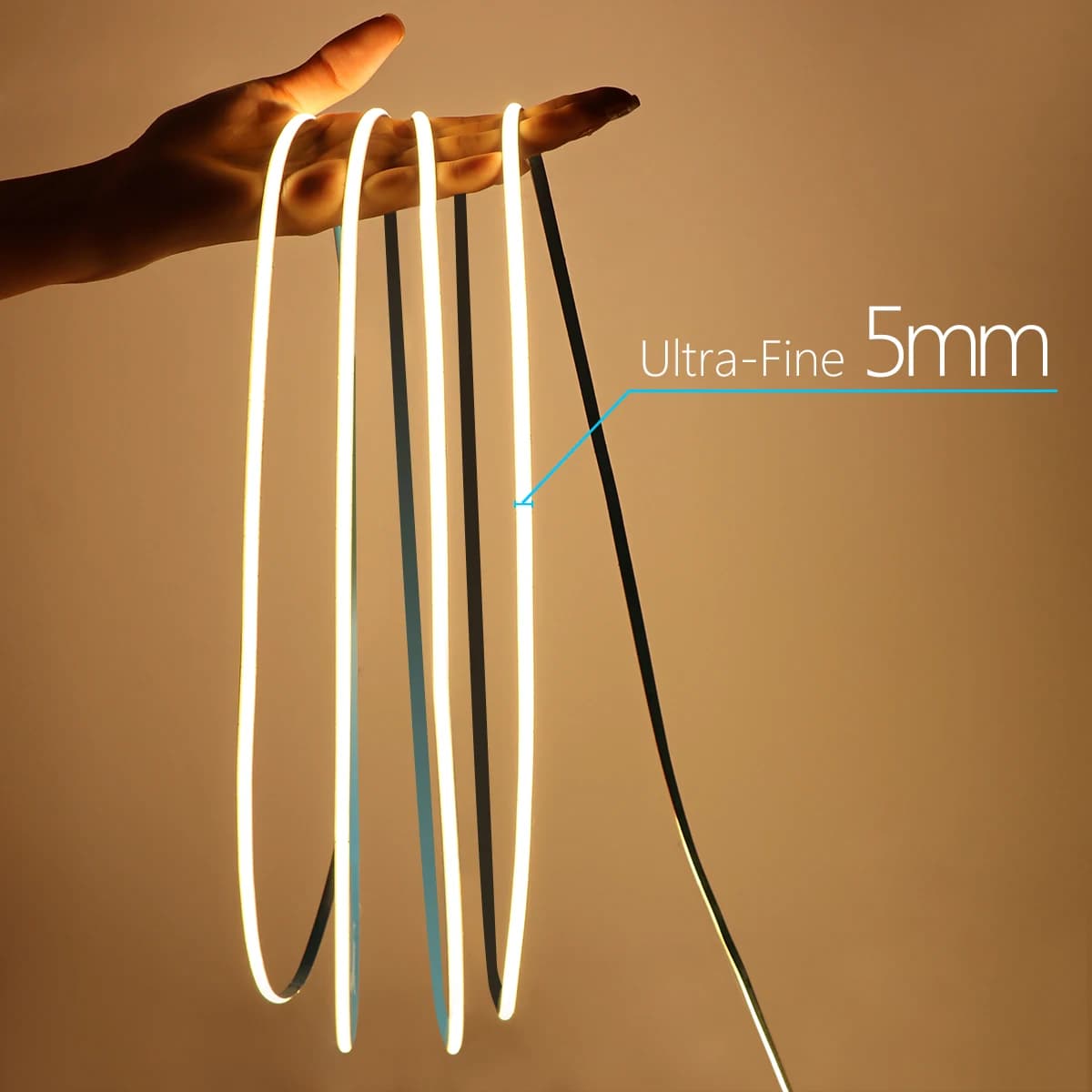 Strisce LED COB ultra luminose FCOB 12V flessibili 5MM larghezza PCB RA90 luci decorative con nastro al neon super sottile per cabina da cucina