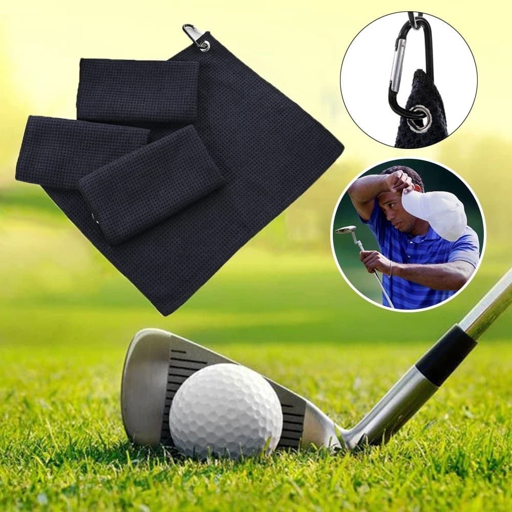 Asciugamano da Golf in cotone microfibra nero con gancio per moschettone pulisce i club palline per asciugamani da Golf asciugamani per la pulizia delle mani 30*30/30*40/40*60cm