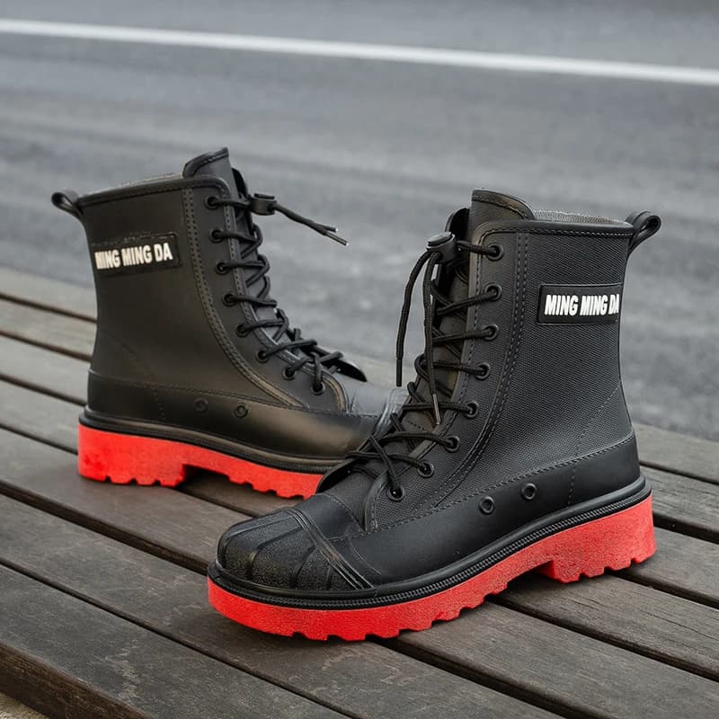 Waterproof Unisex Rain Boots for Adults, Fashion Summer, Closure with Cordino, Rubber Sole, Unique Color