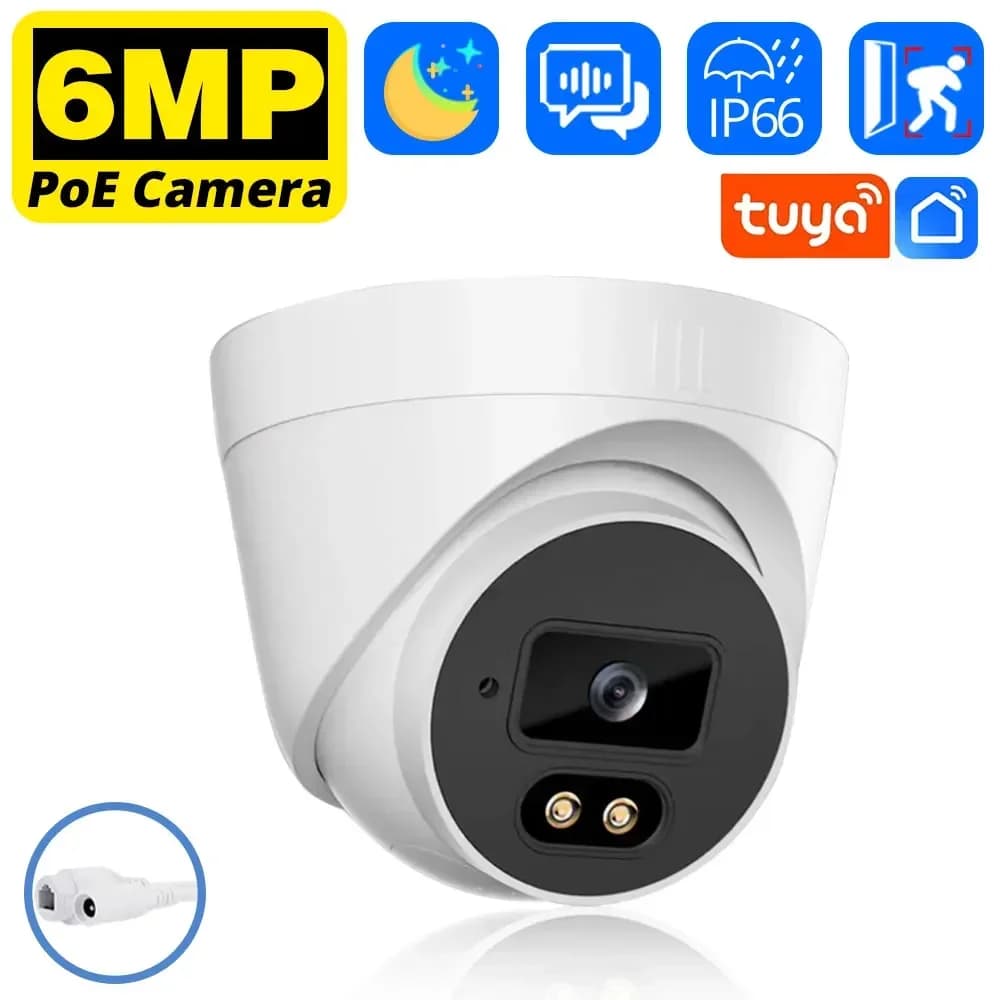 6MP POE Camera 6MP Outdoor Smart HD videosorveglianza telecamere CCTV H.265 Home Security IP Dome-Camera Motion Detection Tuya app