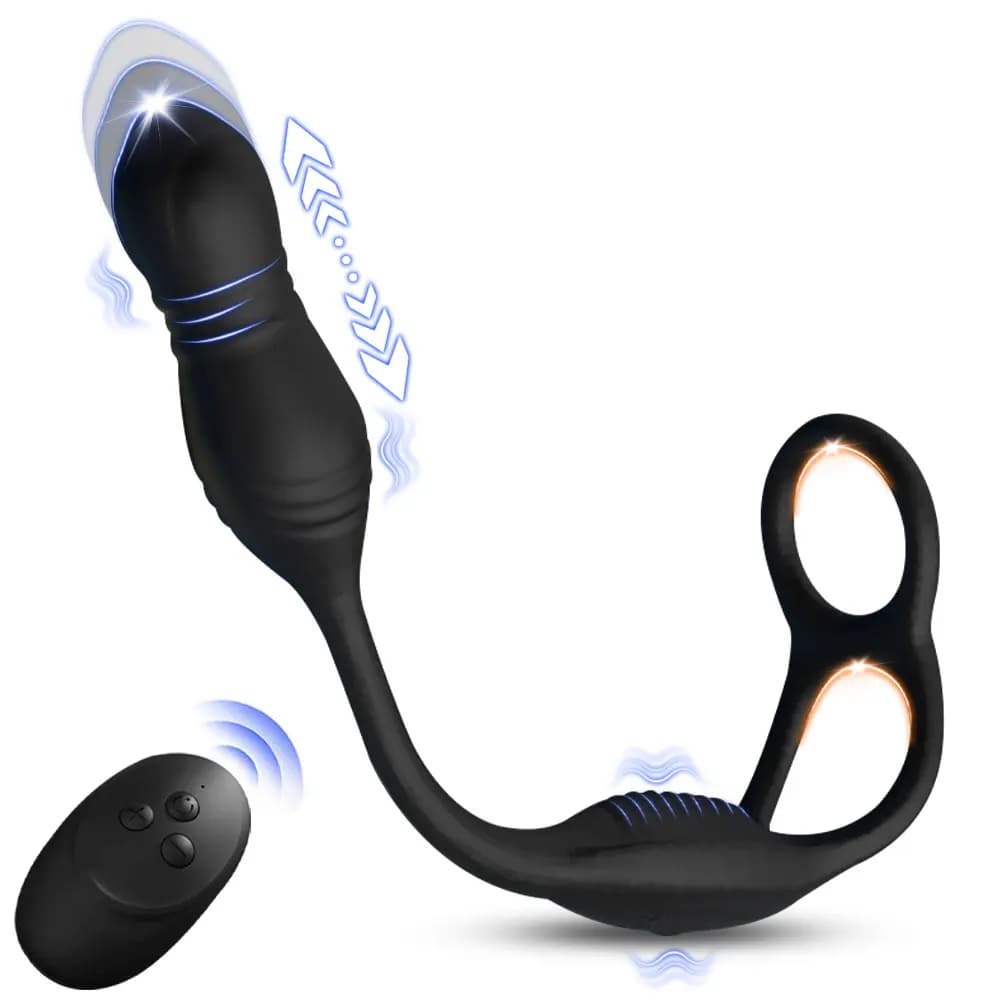 Massaggiatore prostatico maschile vibratore anale telescopico con ritardo dell'eiaculazione anello del pene buttplug ano vibratore dildo giocattoli del sesso per gli uomini