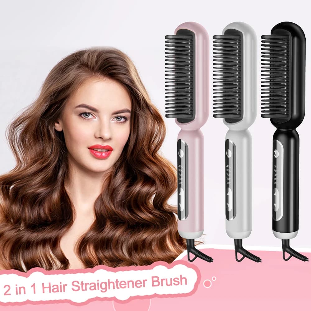 2024 Hotsale 210 °C Pro brush comb multifunctional hair curler smoothing comb for double tension hair 30S tools for quick heating Styling