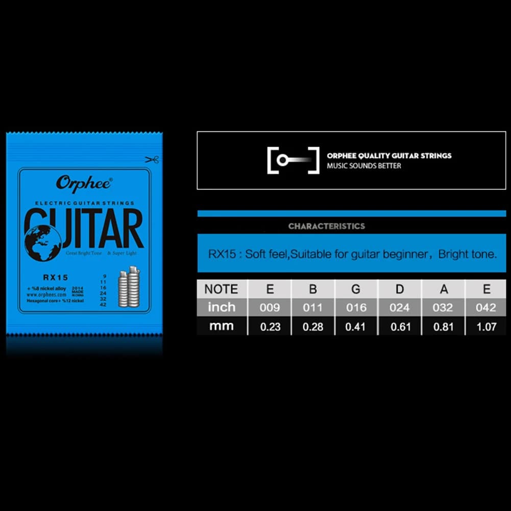 Corde per chitarra elettrica Orphee E B G D A Single String Super Light Gauge 009-042 RX15 corde per chitarra accessori
