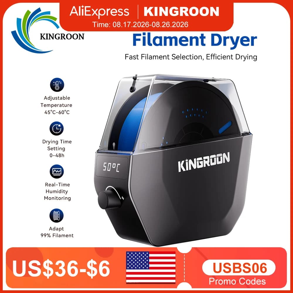 KINGROON KR-01 Filament Dryer Box for 3D Printer Filament, Filament Dry Box For PLA/PETG/TPU/ABS, Keep Filaments Dry 3D Printer Parts