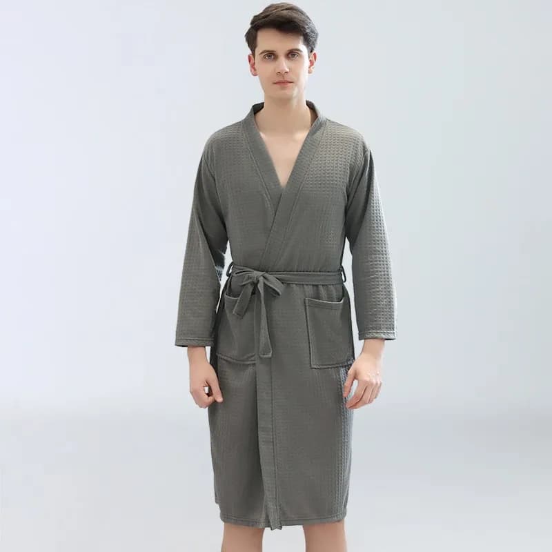Men's bathrobes in Waffle Fabric, Sauna Clothing, Sweat and Vapour Suit Dresses, Fast Drying Absorbent Bathrobes, Yukata Pijama