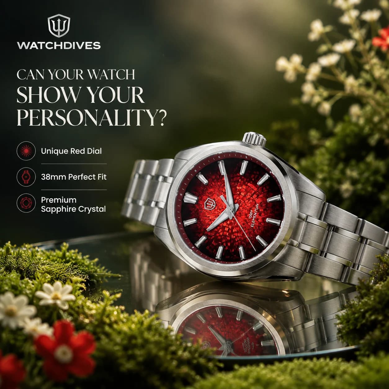 Watchdives New WD0003C Quartz Watches Man 38 mm White Cortex Texture VH31 AR Watch Sapphire Luxury Waterproof Stainless Steel Watch