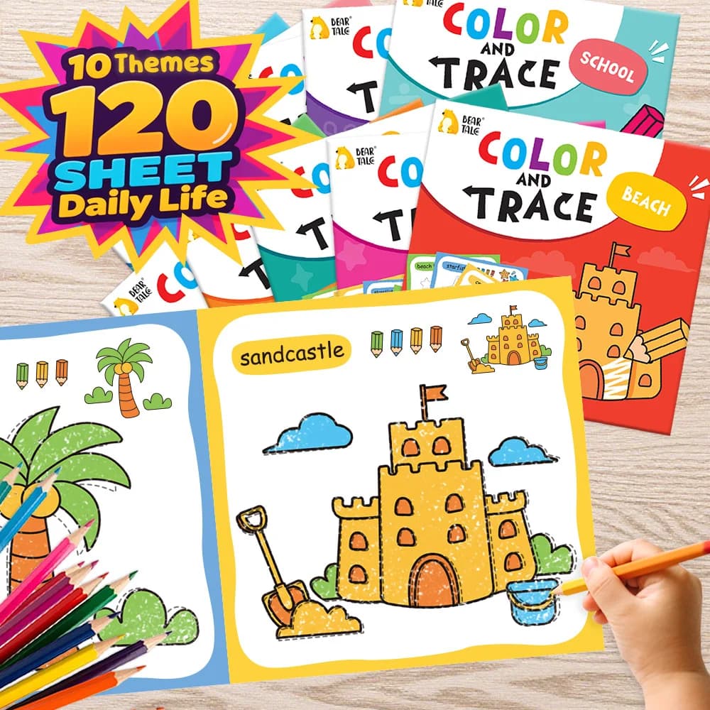 Set da 10 libri, libro da colorare per bambini per migliorare il pensiero cognitivo, inclusi 10 temi dei cartoni animati per ragazzi e ragazze