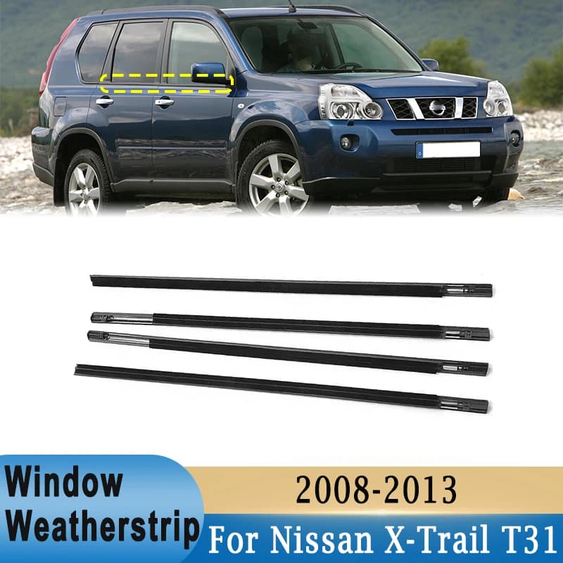 4 pezzi finestra guarnizione cintura trim per Nissan X-Trail T31 2008-2013 finestre strisce di tenuta impermeabili in vetro 80821JG000
