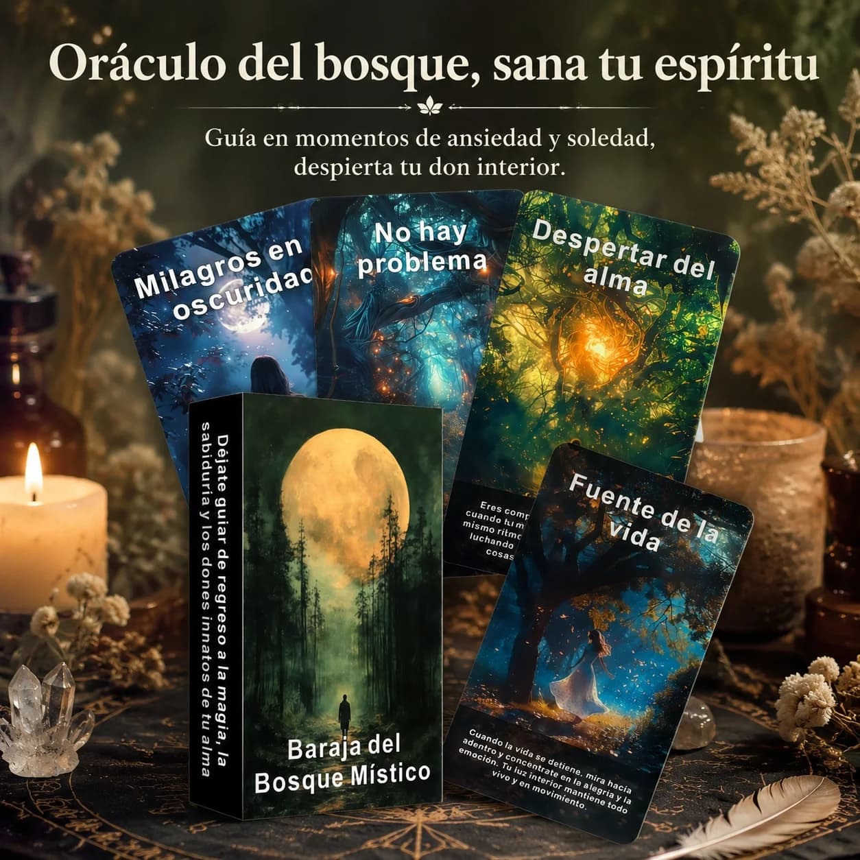 56 Carte Oracolo della Foresta Incantata – Mazzo per la Guarigione Spirituale e la Saggezza Interiore, Dimensioni 12x7 cm (4,72x2,76 pollici)