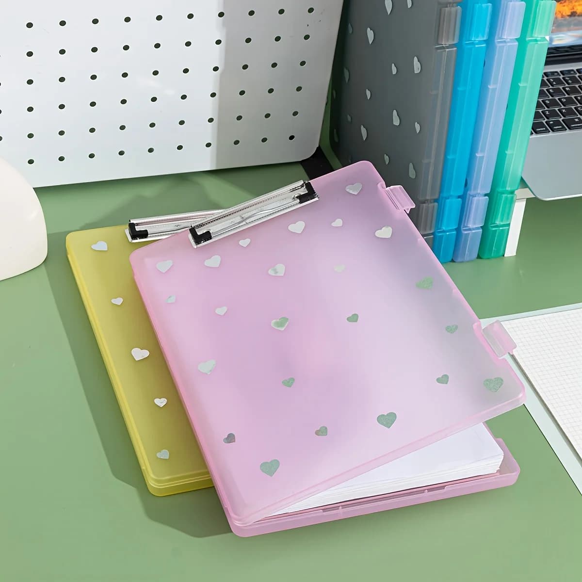 Cartella portadocumenti A4 2 in 1, portadocumenti in plastica PP di grande capacità con slot per penna, organizer per ufficio per documenti ed esami