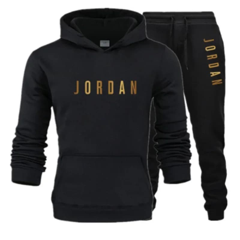 Casual sports set with hoodie and wool lining, long sleeve, seasonal discount 2026
