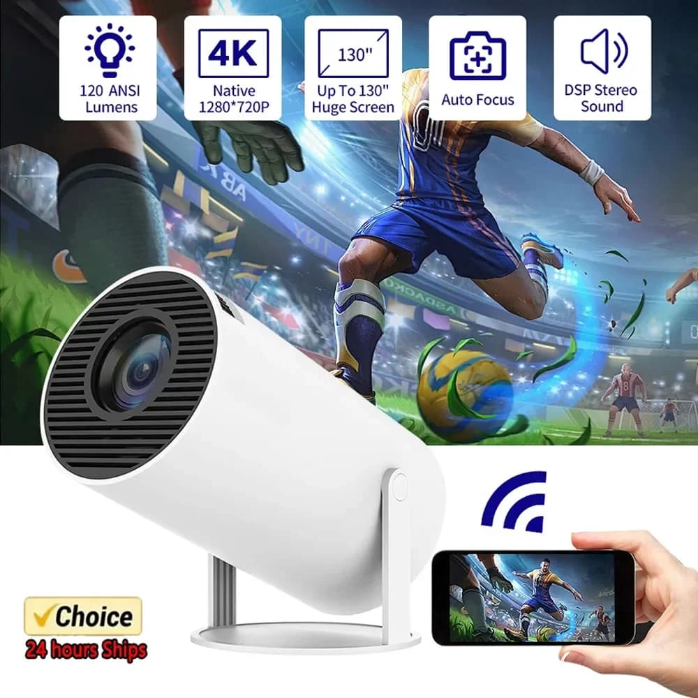 New SmartProjector Mini HY300 8K Android 11 Dual Wifi6 290ANSI Allwinner H726 BT5.4 1080P 1280*720P Home Cinema Outdoor Projetor