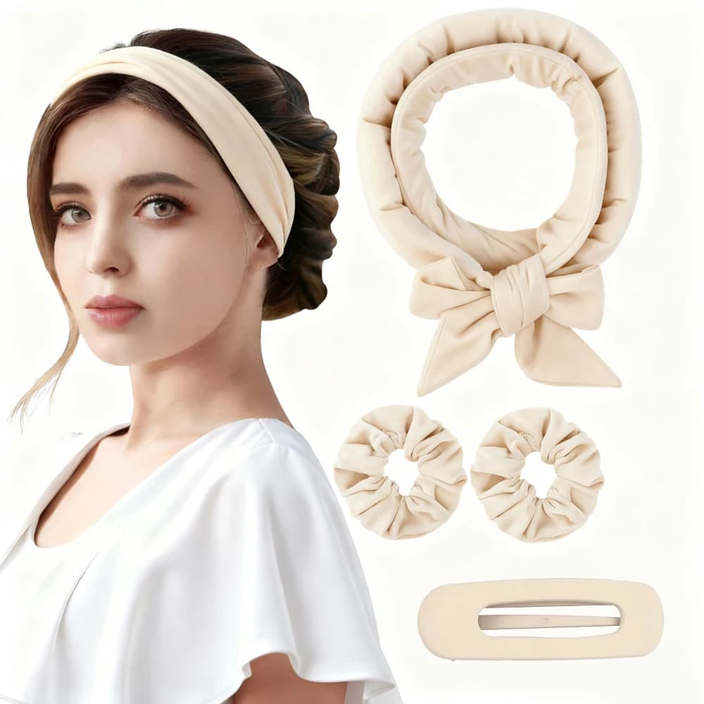 4pcs No Heat Hair Curler Women Lazy Curls Heatless Headband For Sleeping Overnight Waves Wake Up Perfect For All Hair