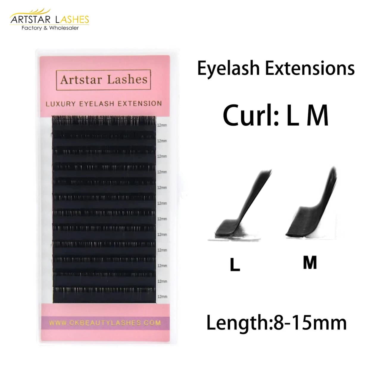 ARTSTAR 12 file ciglia finte visone ciglia naturali individuali L M Curl estensioni ciglia nere opache forniture per il trucco