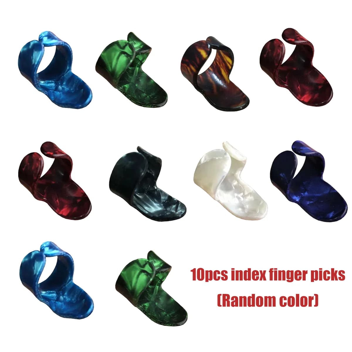 Miwayer 10Pcs Anti-slip Finger Picks, Durable Celluloid Picks for Acoustic, Electric and Bass Guitar