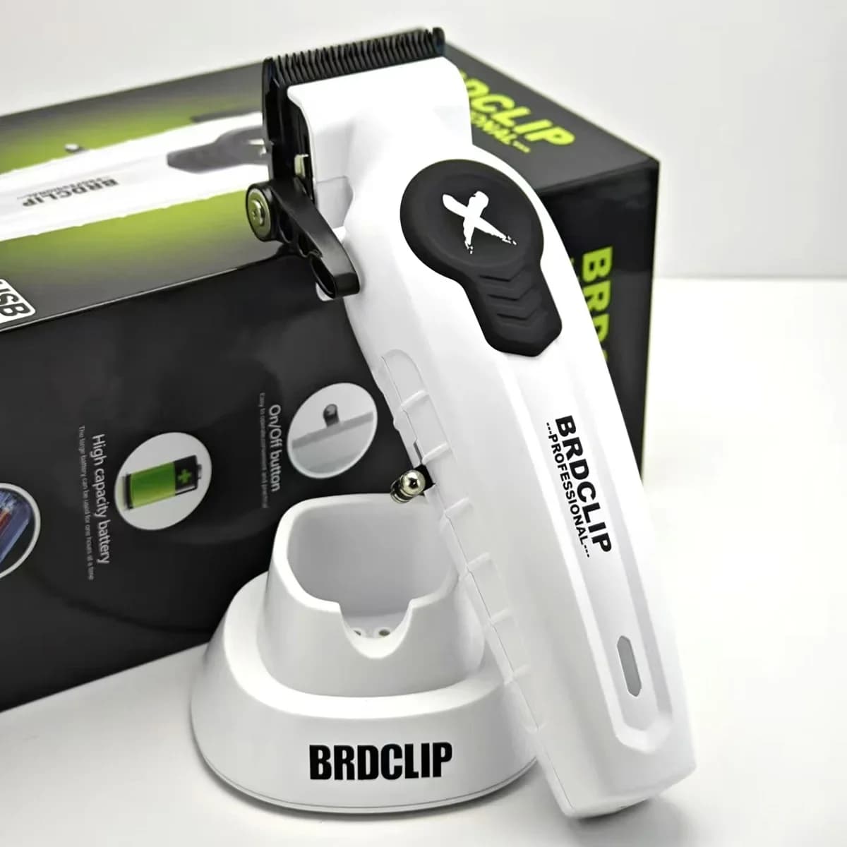 Professional haircut BRDCLIP X Series FA1C shaded white 8800 rpm equipped with charging dock suitable for men's hairdresser