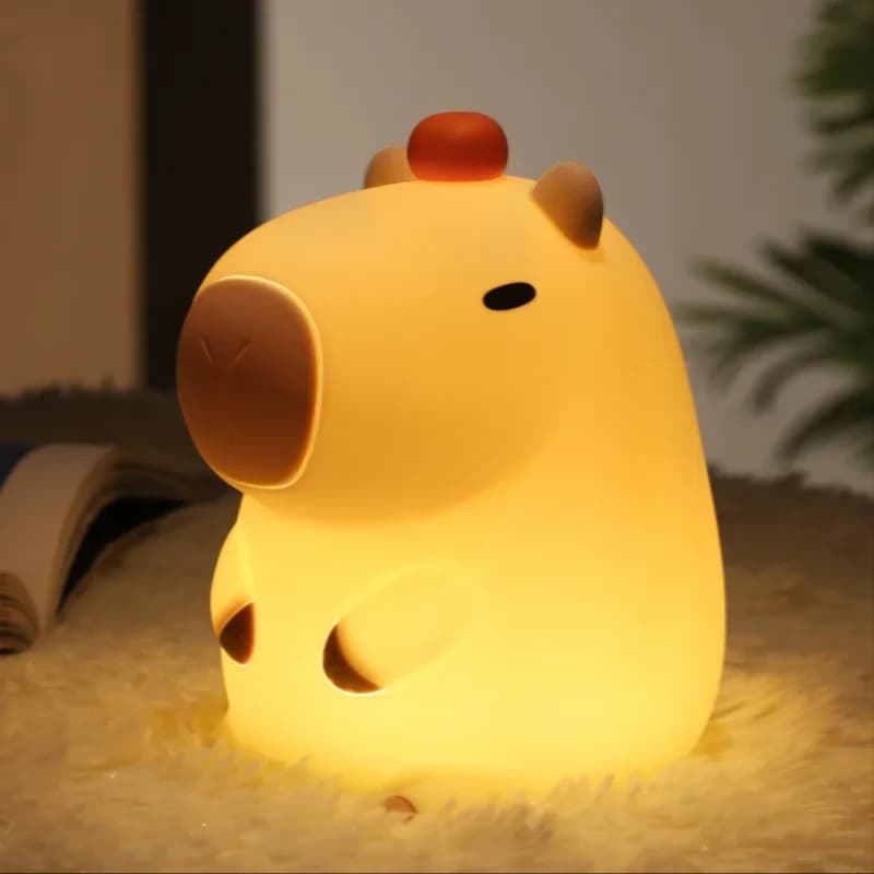 Cute cartoon Capibara Night light Silicone animal lamp Rechargeable USB Timing Dimming Night lamp for children's gifts