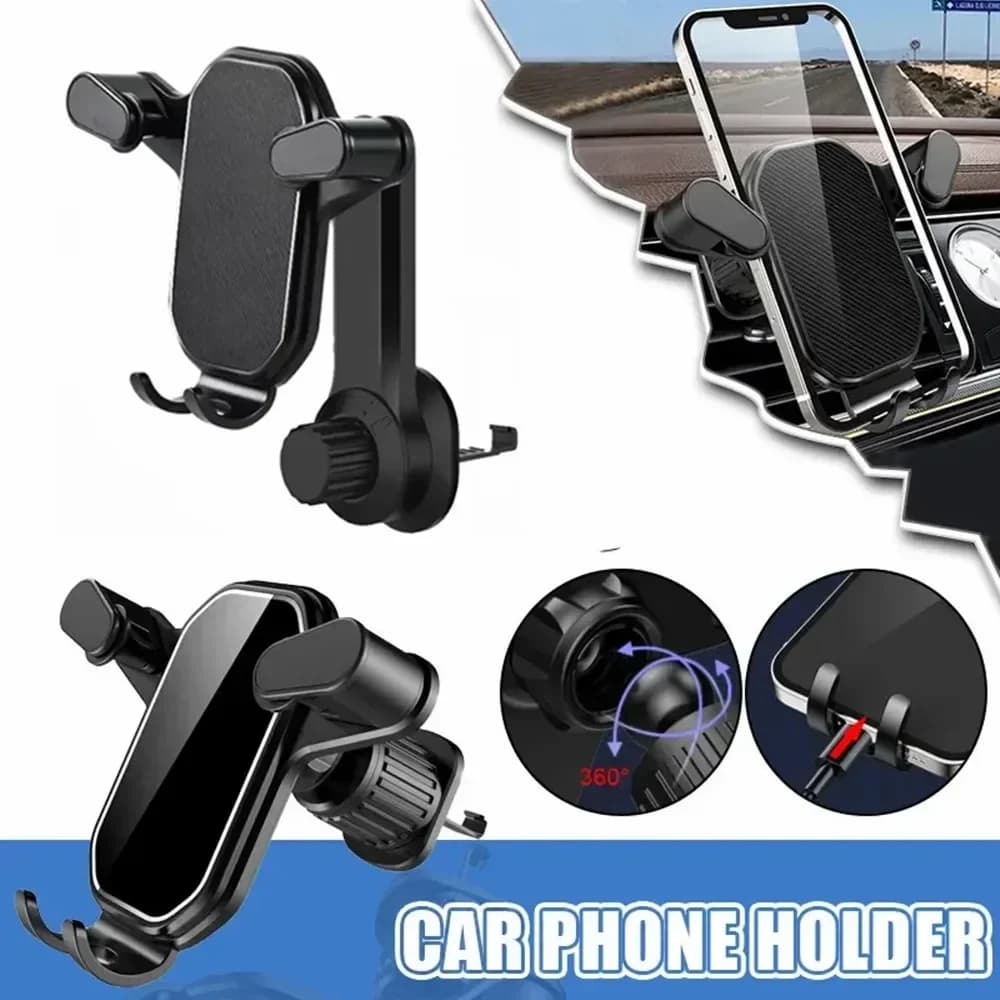 360 ° Supporto per telefono per auto a gravità con rotazione Supporto per clip di estensione per presa d'aria per auto Supporto per GPS Supporto per telefono cellulare antigoccia
