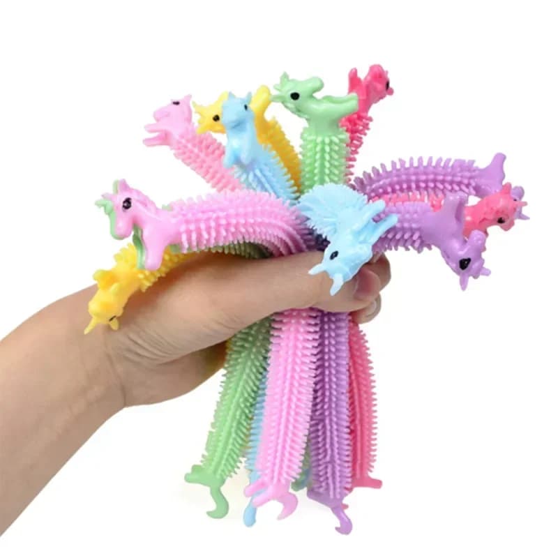 3 pezzi divertente unicorno tirare verme noodle agitarsi giocattoli corda elastica corda TPR giocattoli antistress stringa antistress autismo sfiato giocattolo