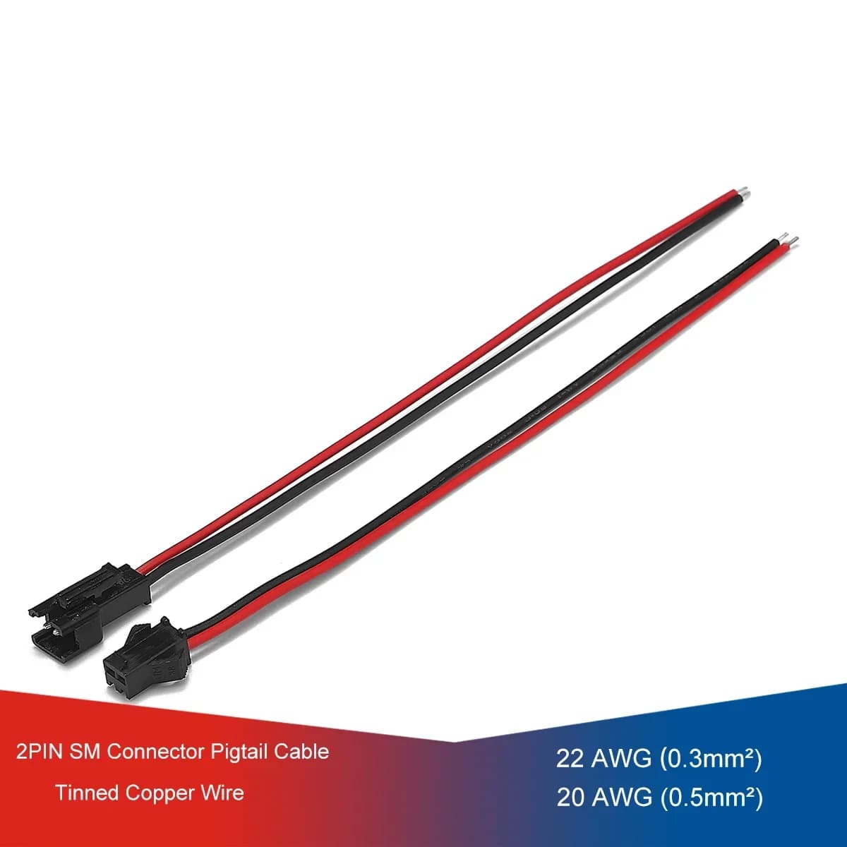 5 coppie connettori maschio a femmina terminale filo 15/30cm 2 Pin SM JST cavo connettore per lampada da soffitto a LED 5050
