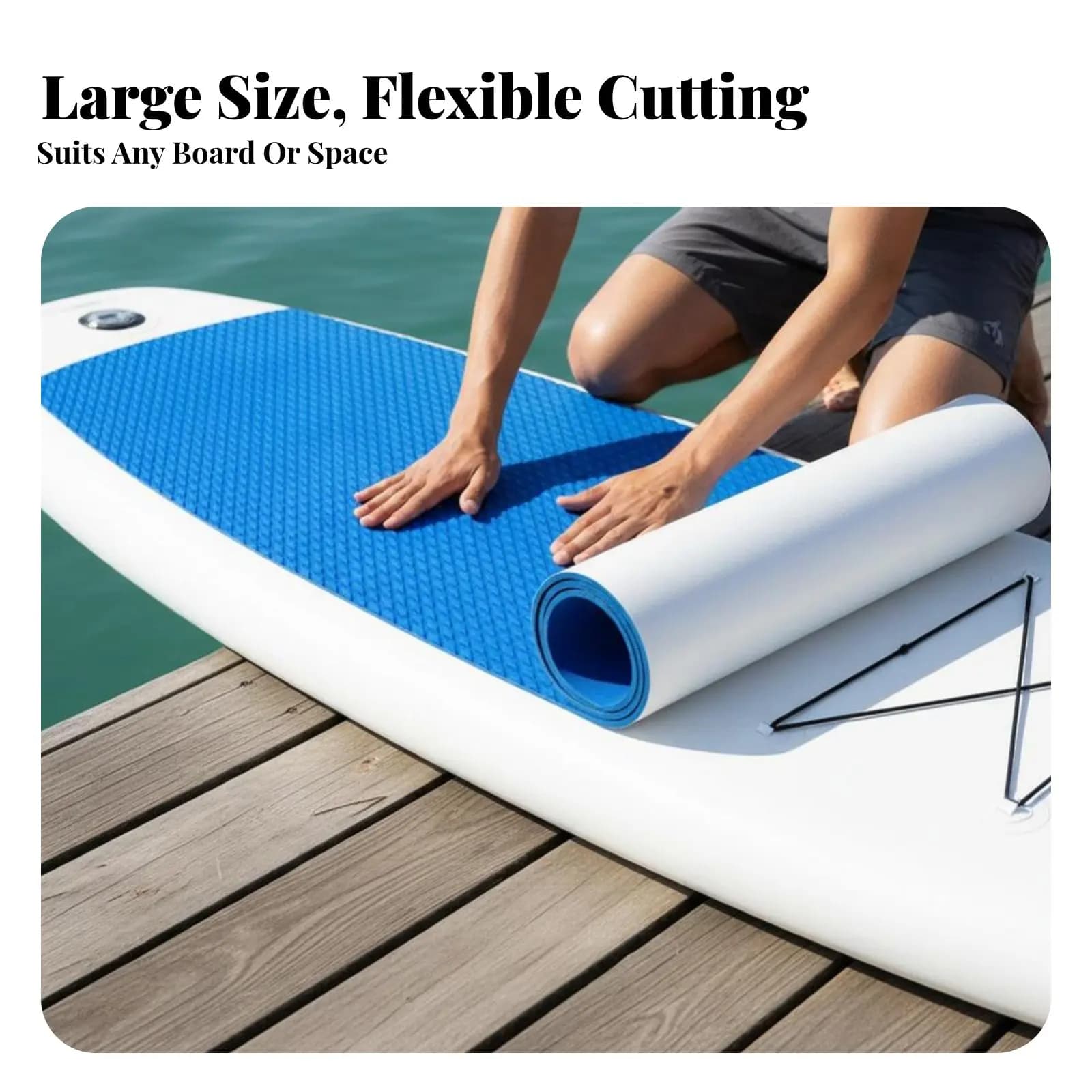 Tappetino Antiscivolo per Tavola da Surf, Texture Geometrica in Schiuma, Tappetino Tagliabile per Coda, Accessorio per Stand-Up Paddle Board e Kayak, Tappetino per Coperta Barca