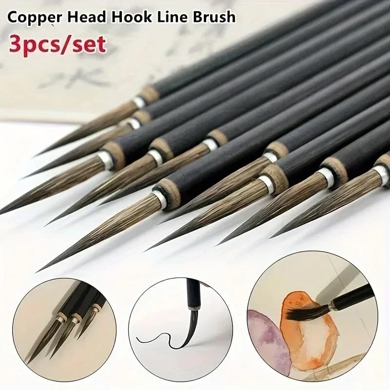 One set/three piece set of hook and loop pens, large, medium, and brush brushes, calligraphy gongbi, detail brushes