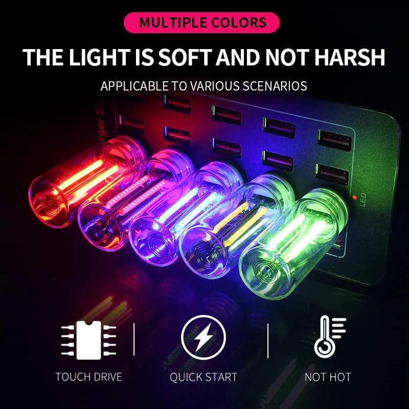 Touch Dimming USB LED Lampadina in vetro a filamento 5V Retro Edison Lampadina 0.3W Luce notturna Decorazione auto Luce di protezione degli occhi a incandescenza