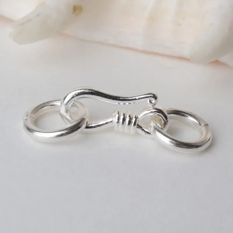 Fish shaped closure with sterling silver S hook with closed jump ring, for DIY jewelry components with necklace/brace