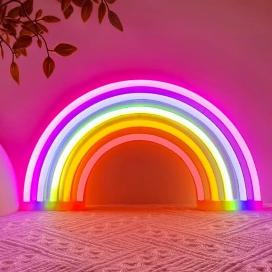 Rainbow Neon Sign Led Lights Rainbow Wall Decor Room Decor For Girls, USB/Battery Operated Lamp Classroom Neon Light Decoration