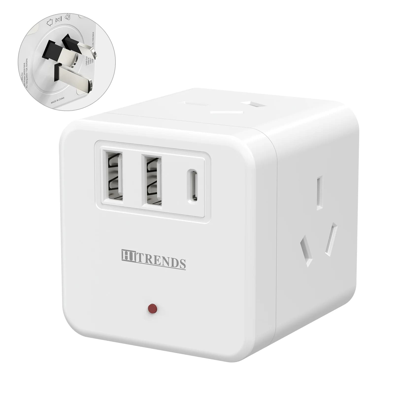 HITRENDS Australian power outlet with 4AC+3USB fast charging is suitable for home, office and travel