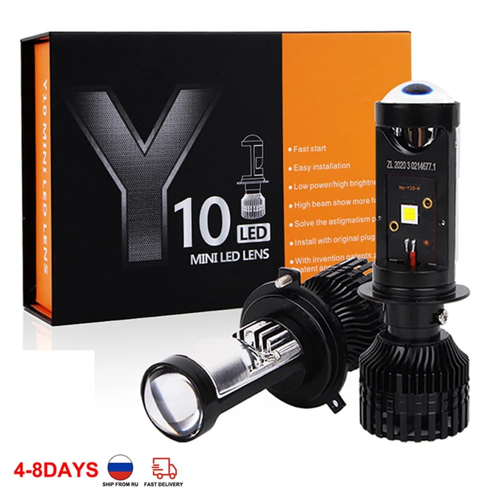 Faro per Auto Mini obiettivo H4 H7 Mini proiettore a LED Turbo Fan Y10 lampadina Canbus Auto moto faro fari abbaglianti anabbaglianti fendinebbia
