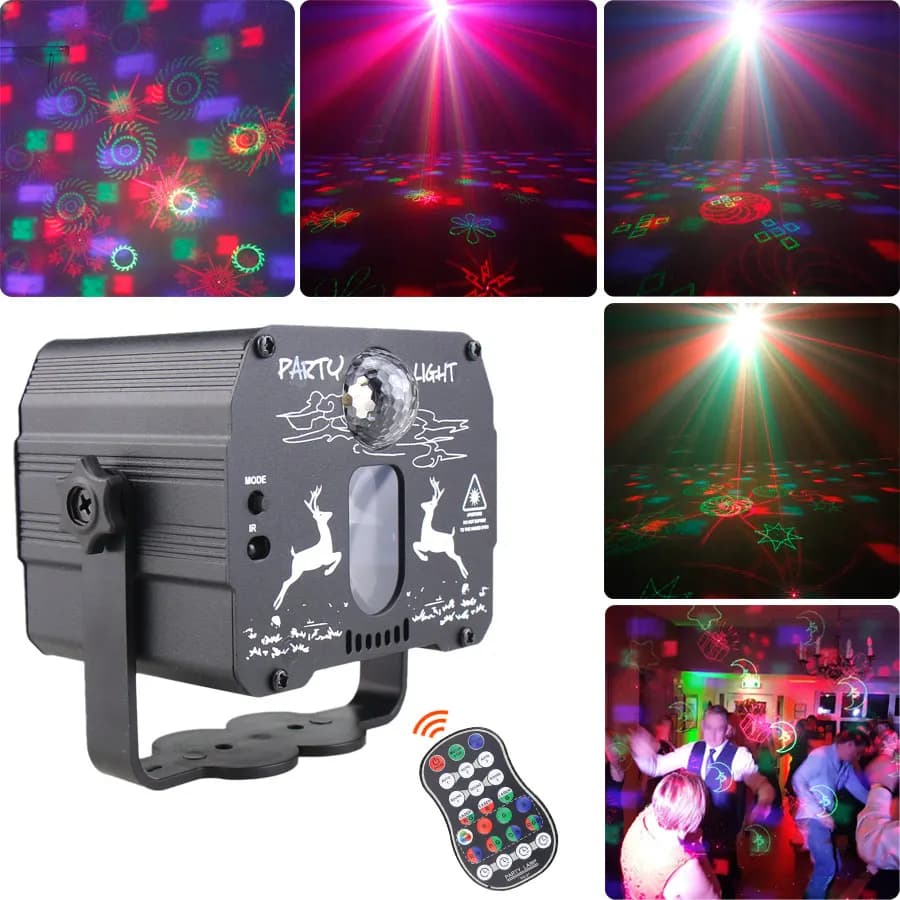 ESHINY 60 Modelli Batteria DJ Luce da discoteca Party Proiettore laser R&G RGB LED Palla magica Bar Sala da ballo Lampada ad effetto scenico USB F2N6