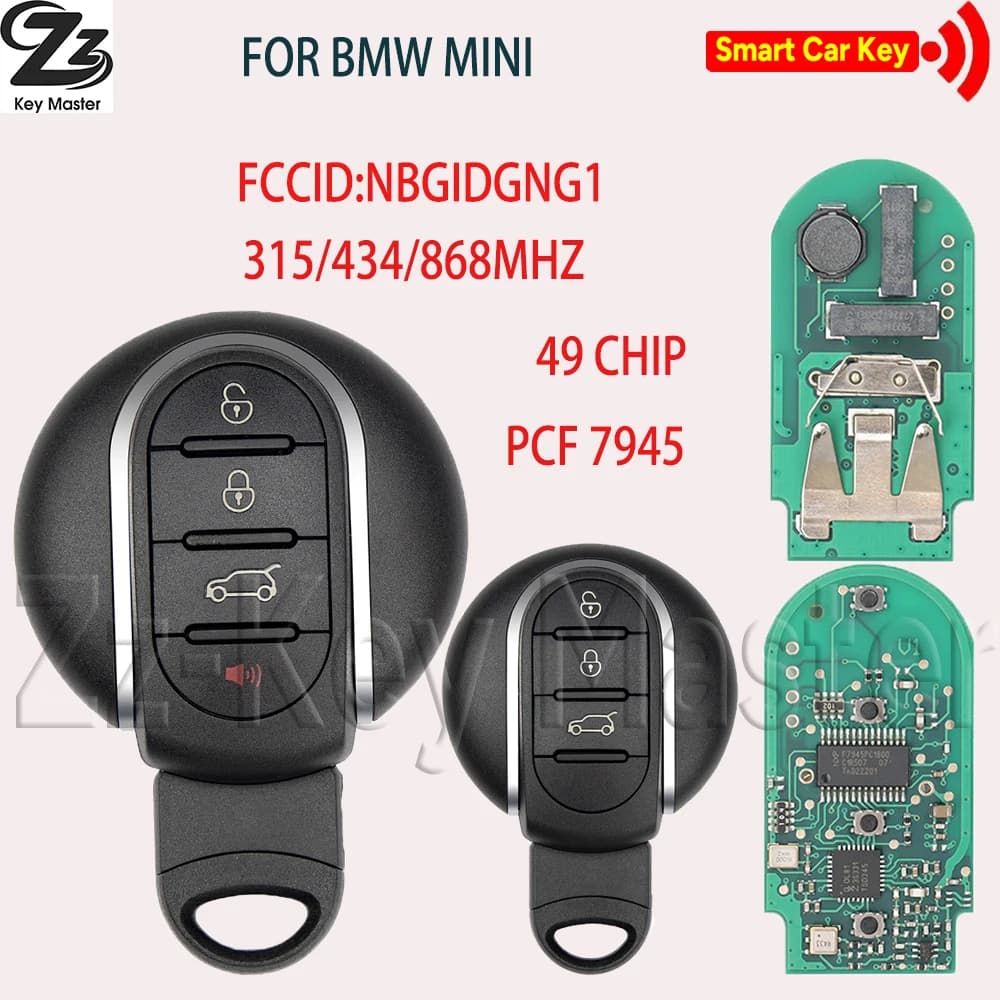 Zz NBGIDGNG1 315/434/868MHZ ID49 PCF7945 Chiave di telecomando per auto di prossimità per BMW MINI BDC Cooper Clubman Countryman F54 F55