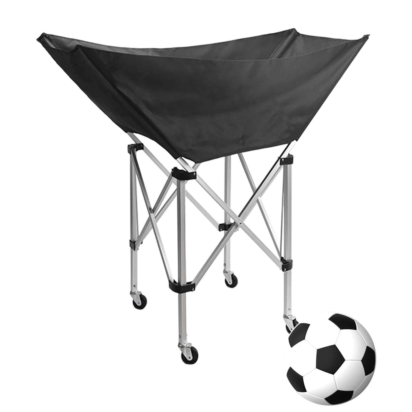 Carrello Pieghevole per Palloni da Amaca con Ruote, Carrello per Pallavolo con Borsa per Facile Conservazione e Trasporto