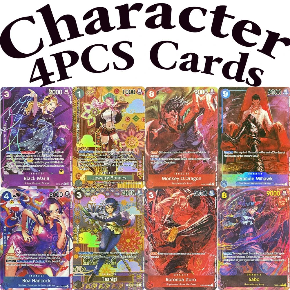 4 Carte Proxy Personaggio One Piece Fai da Te per Giochi OPCG - 35 Tipi di Carte con Texture Anime, Giocattoli da Collezione, Regali di Alta Qualità