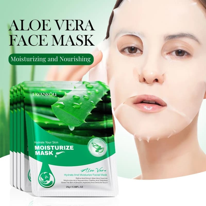 Maschera idratante all'aloe vera in confezione multipla, contiene essenza di aloe vera, nutriente e idratante, per la cura quotidiana del viso, adatta a tutti i tipi di pelle, confezione multipla conveniente