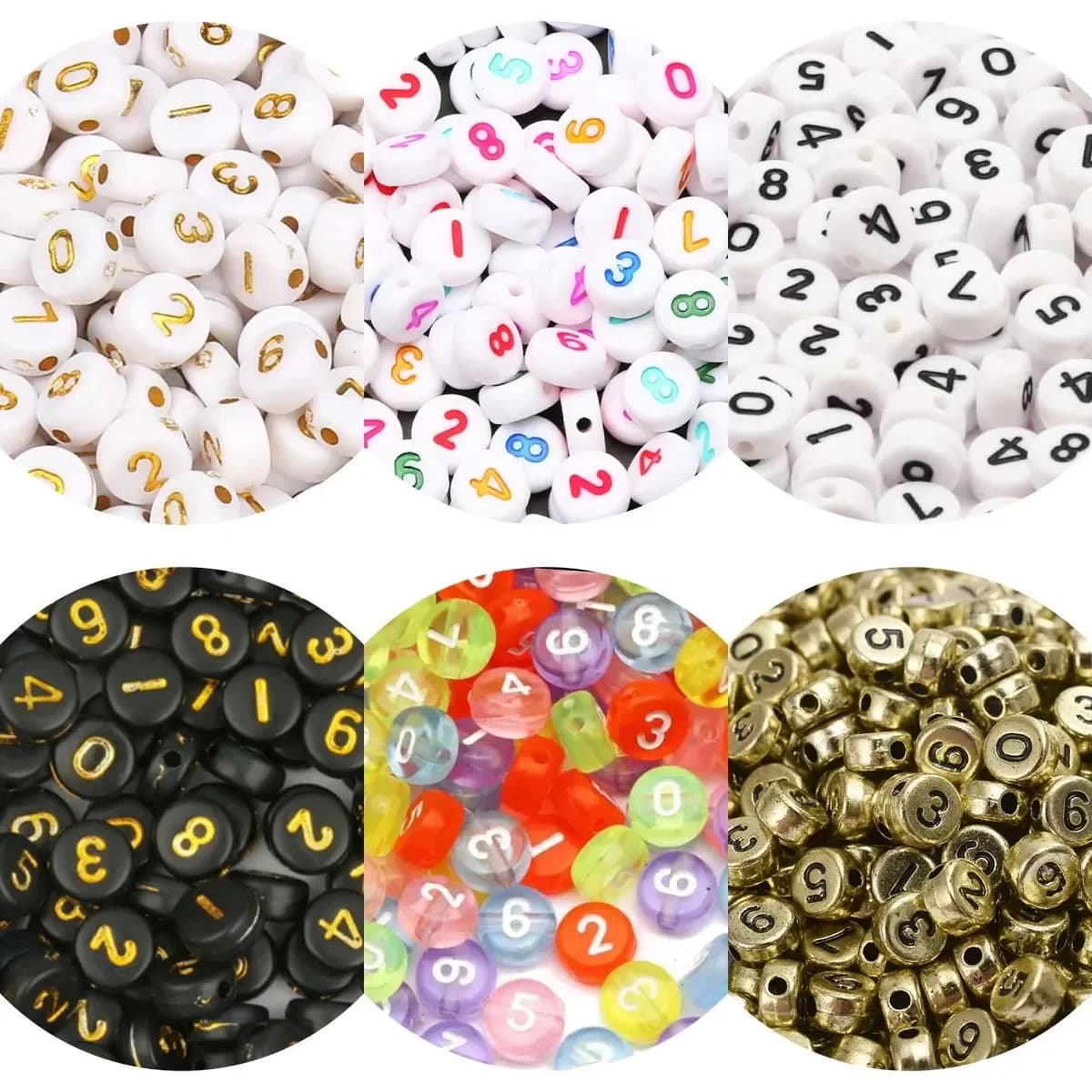 100/200/300/500pcs Acrylic Number Beads Round Flat Loose Spacer Digital Beads For Jewelry Making Diy Bracelet Necklace