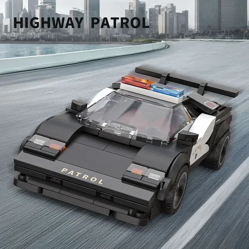 266PCS City Patrol Police Car Building Blocks Modello di veicolo per auto Mattoni Ornamenti per il desktop Giocattoli educativi fai da te Regali di festa per bambini